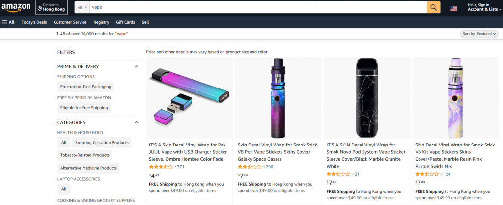 does amazon sell vapes?